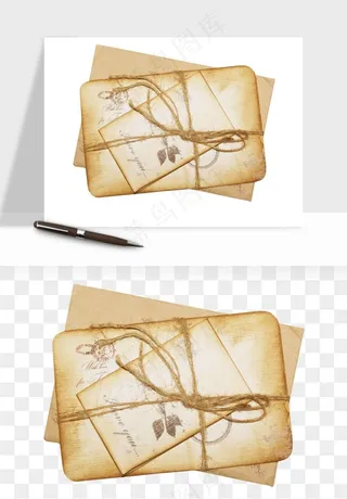 复古明信片信封png免抠