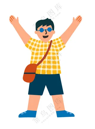 卡通风庆祝动作旅游人物插图