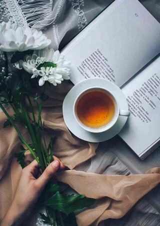 下午茶休闲学习阅读场景世界读书日摄影图