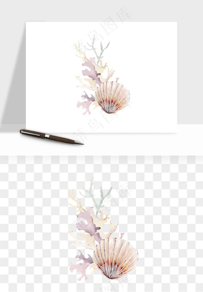 卡通珊瑚海底植物png免抠