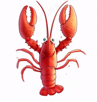 大龙虾海洋海鲜卡通插画免抠
