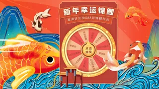 新年幸运锦鲤抽奖转盘海报