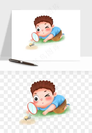 手绘节气人物插画png免抠