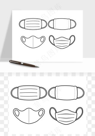口罩手绘矢量png免抠