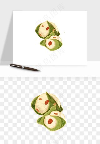 国潮粽子手绘肉粽png免抠