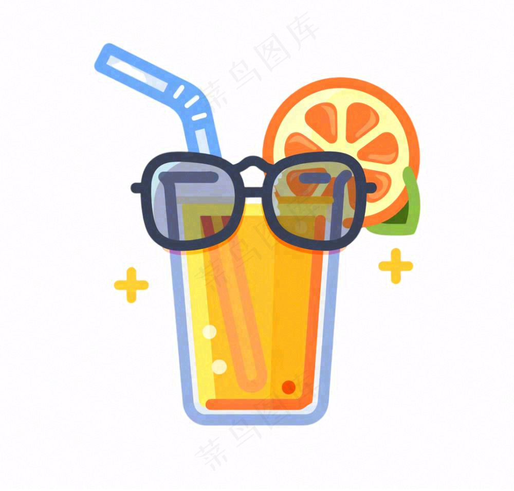 夏日海洋海滩元素卡通插画免抠