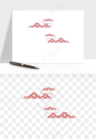 国潮线条祥云装饰png免抠