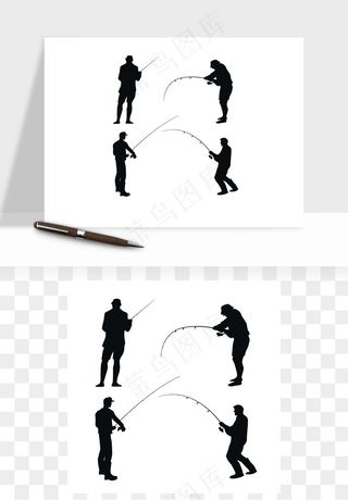 钓鱼人物剪影矢量