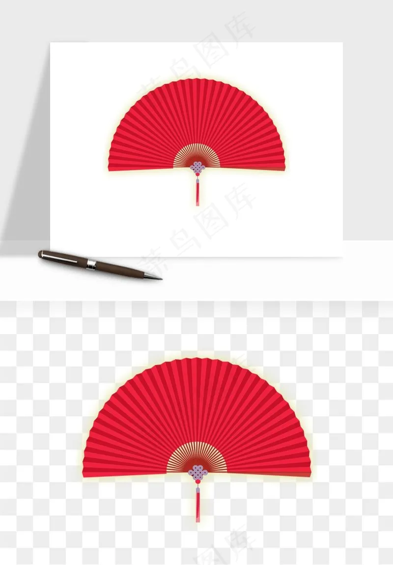 古风扇子元素png免抠