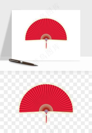 古风扇子元素png免抠