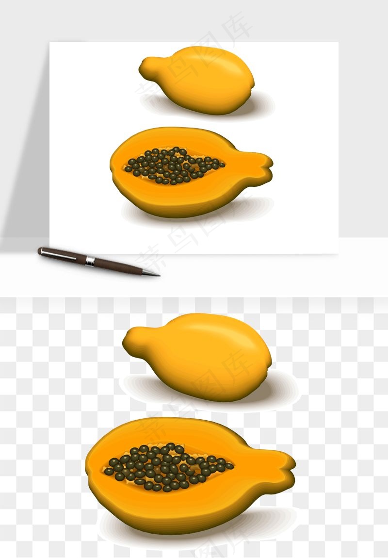 木瓜水果png免抠
