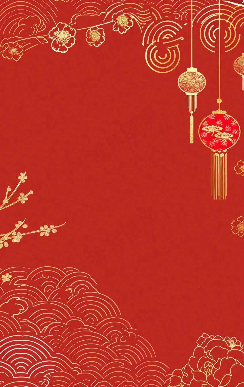 红色喜庆新年红灯笼庆祝节日元旦插画背景
