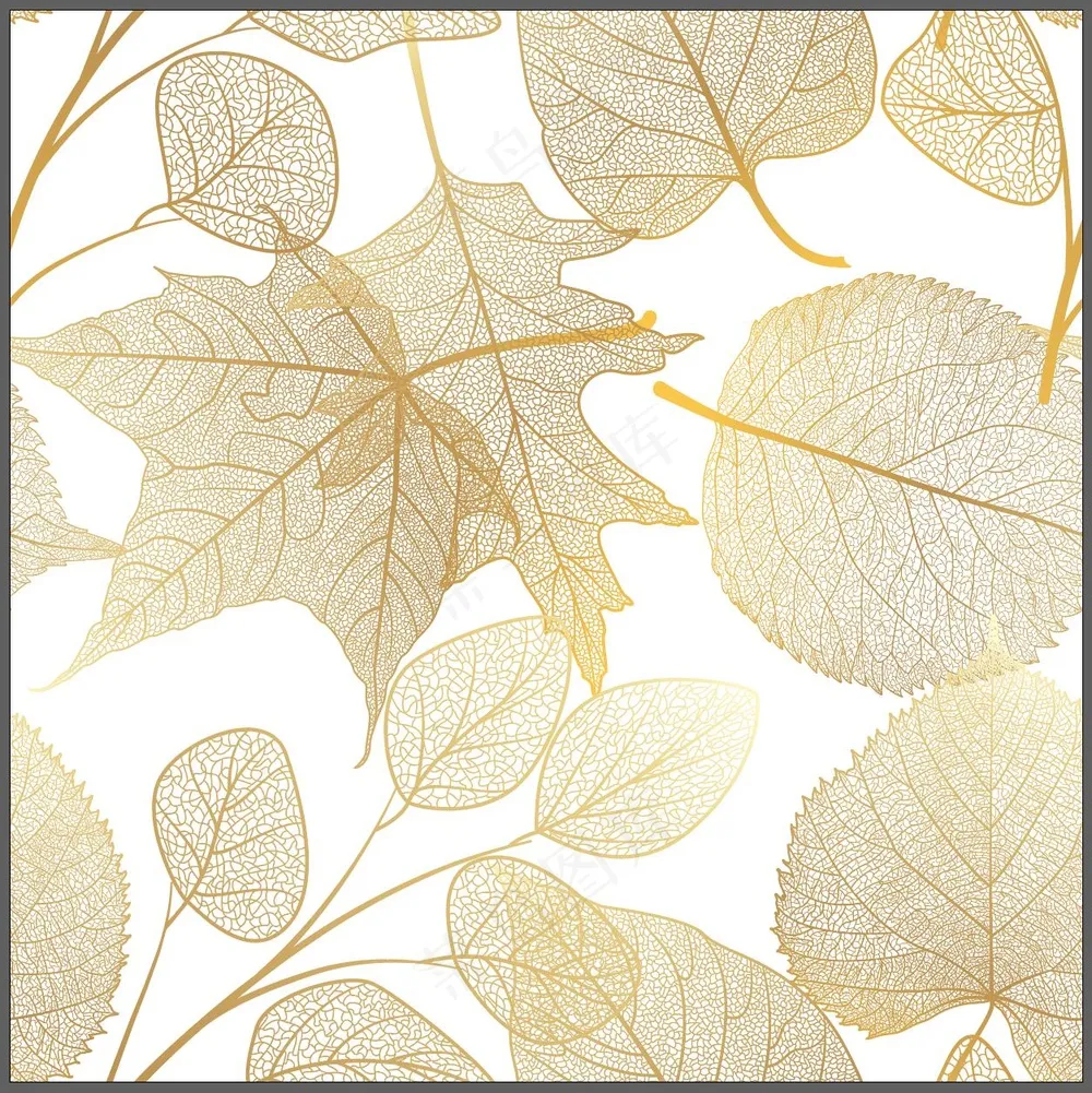 叶子四方连续纹样华丽的复古风格