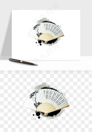 古风扇子元素png免抠