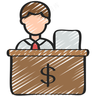 银行职员男生 铅笔手绘图标icon