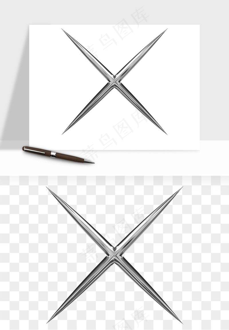 立体潮流金属质感小装饰png免抠