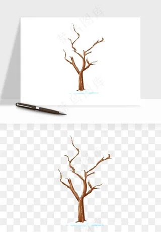 雪树枯树冬天树木png免抠