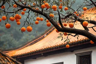 树枝上的橘子橙子高挂丰收成熟摄影图