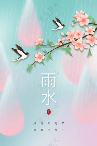 雨水节气传统海报