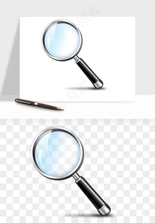 手绘放大镜镜片png免抠