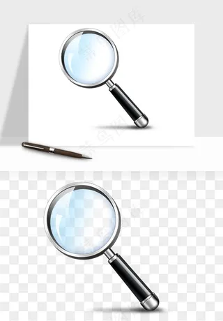 手绘放大镜镜片png免抠