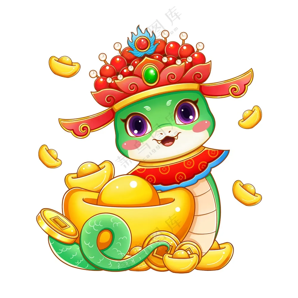 蛇年IP形象插画2025新春贺岁吉祥物蛇宝宝PSD分层图-02