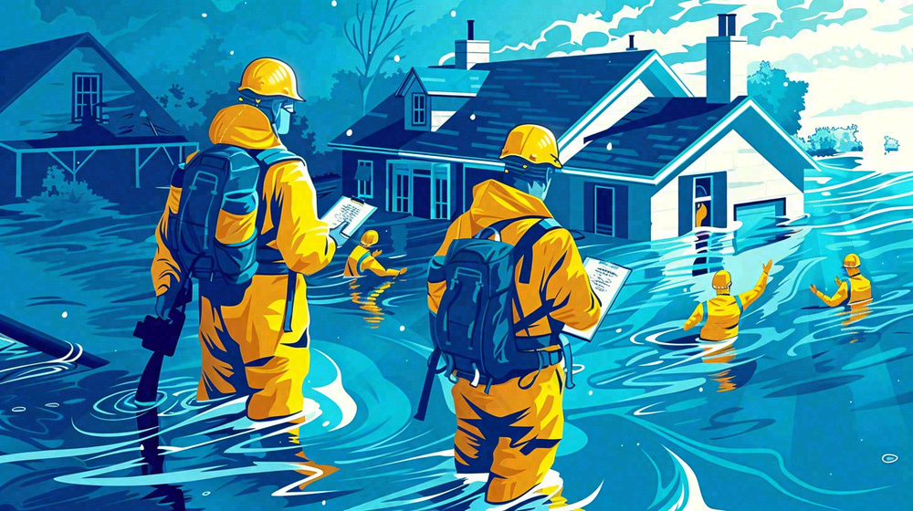 洪水自然灾害防洪预警摄影图