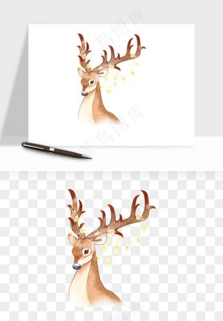 手绘梅花鹿小鹿麋鹿png免抠