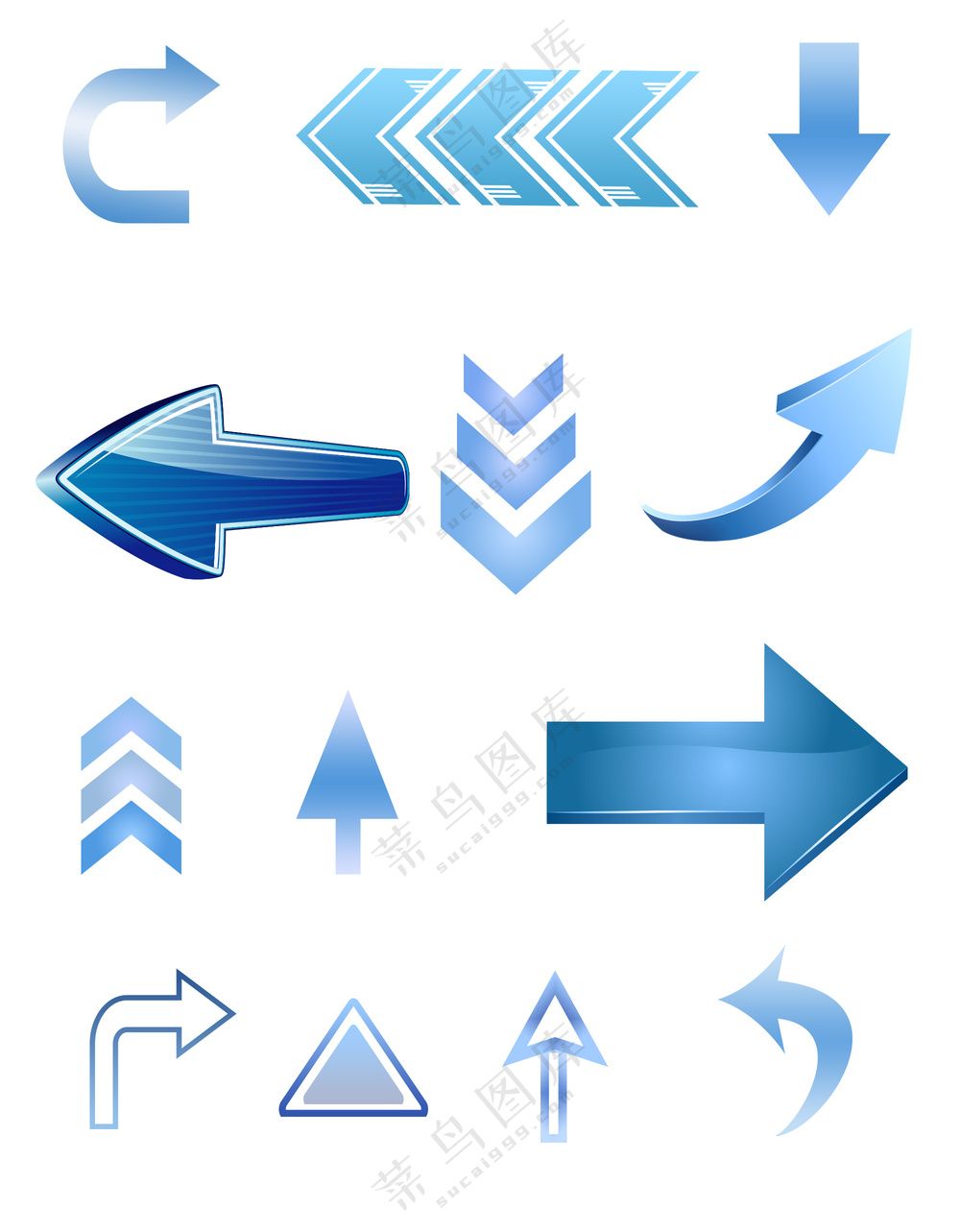 水晶立体蓝色箭头图标元素大合集