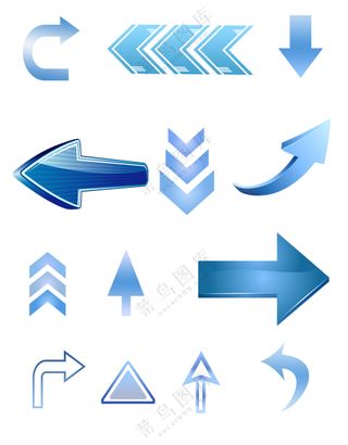水晶立体蓝色箭头图标元素大合集