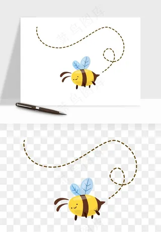 卡通蜜蜂采蜜png免抠