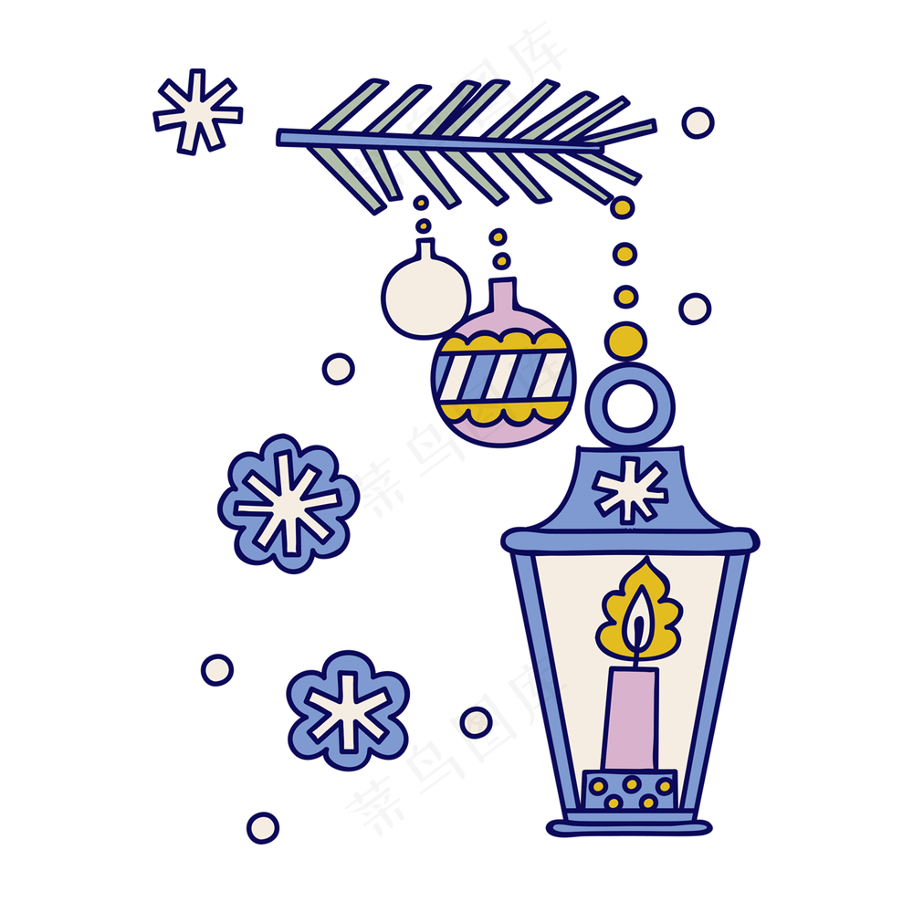 冬青枝 圣诞装饰2 手提灯 民族风装饰小元素