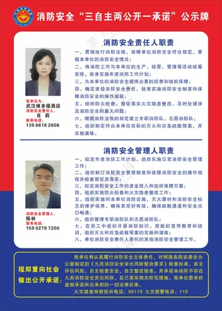 消防安全“三自主两公开一承诺”公示牌