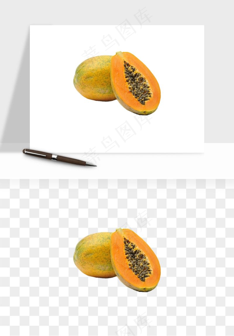 木瓜水果png免抠