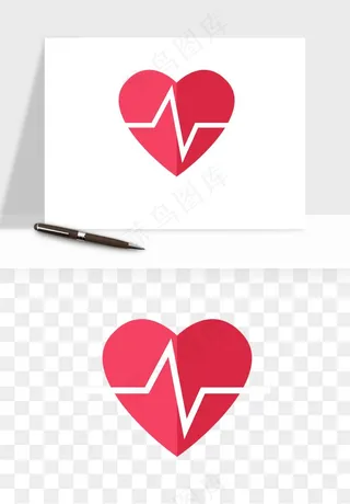 手绘心电图爱心线条png免抠
