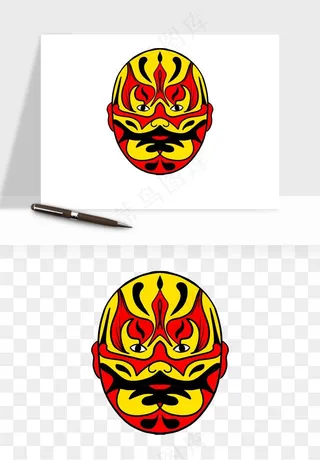 手绘戏剧脸谱卡通面具png免抠