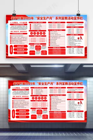 安全生产月宣传栏展板模板设计
