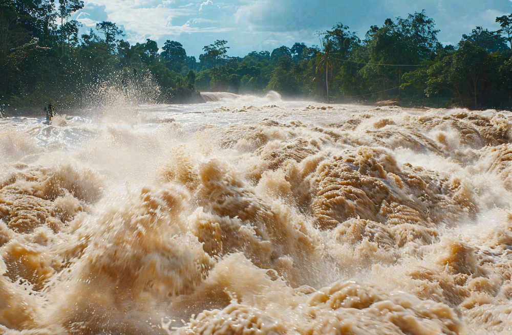 洪水自然灾害防洪预警摄影图