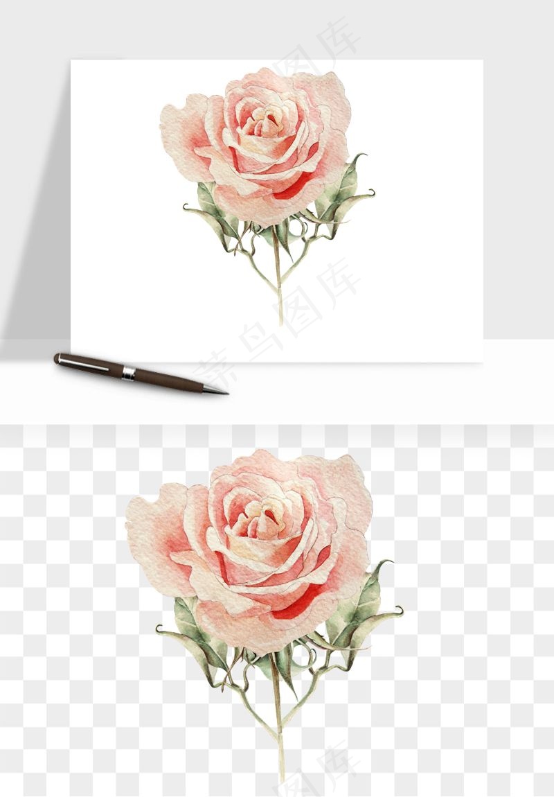 水彩复古花卉png免抠