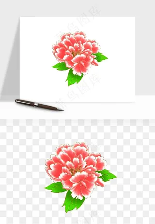 手绘国潮牡丹花花卉图案png免抠