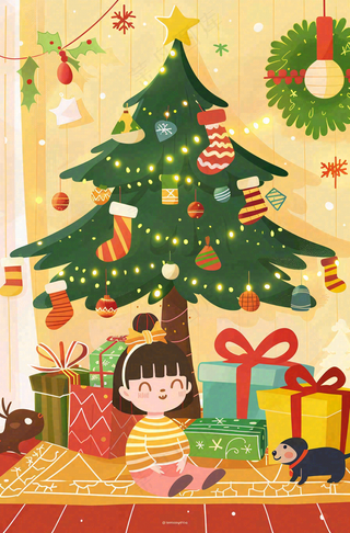 圣诞节卡通插画背景