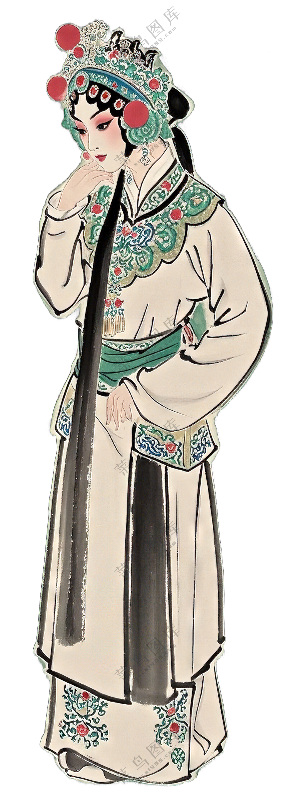 免抠水墨画中国风花旦京剧人物