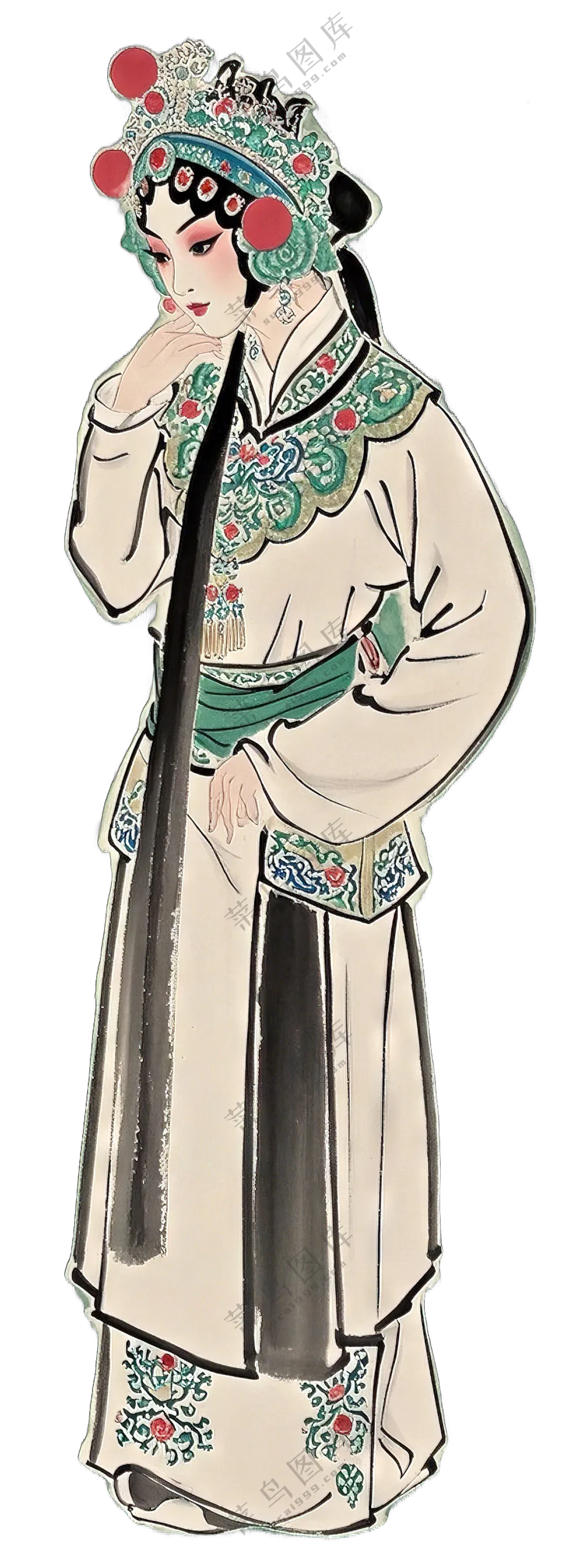 免抠水墨画中国风花旦京剧人物