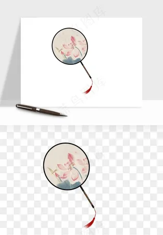 古风扇子元素png免抠