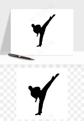 拳击空手道人物剪影矢量