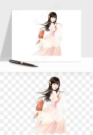 古风美人女子背影png免抠