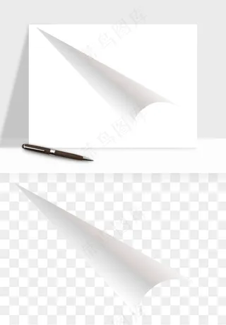 白纸卷边角翻页效果png免抠