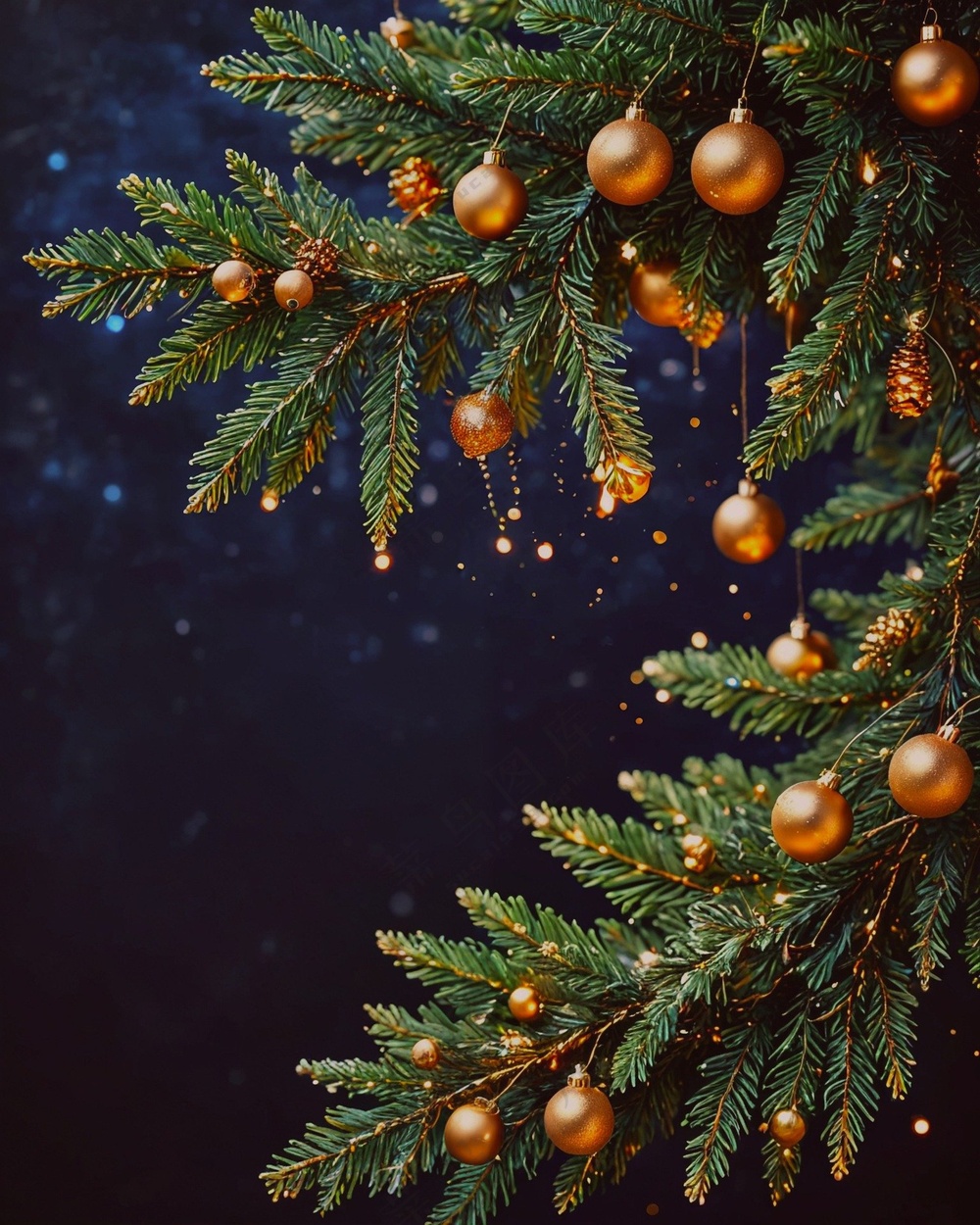 圣诞树冷杉彩球装饰图片