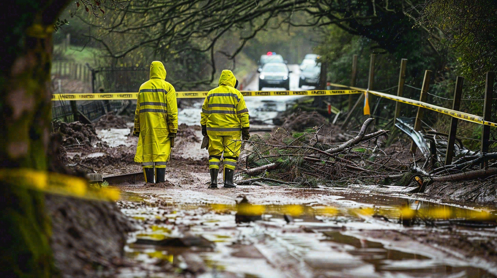 洪水自然灾害防洪预警摄影图