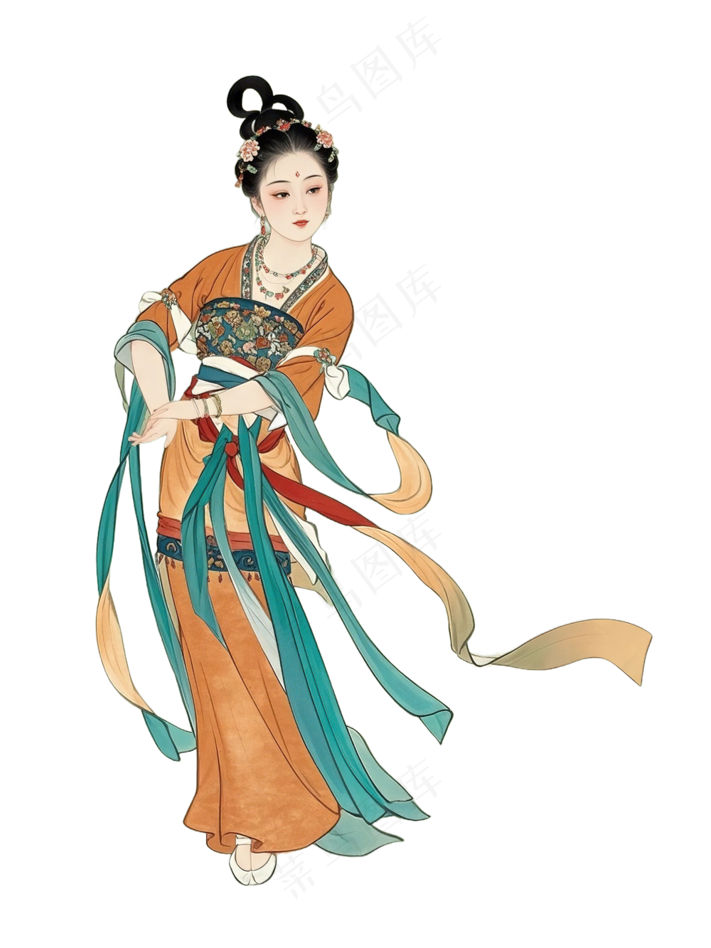 免抠工笔画中国风舞蹈人物